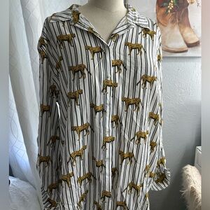 Jane Delancey Women Striped Cheeta Top NWT